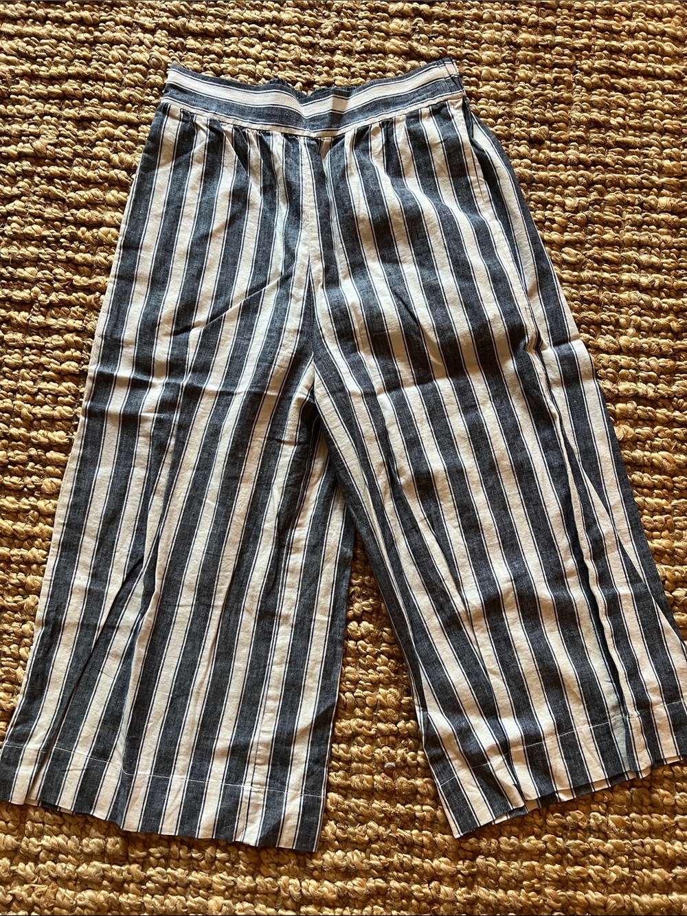 Madewell Navy and Cream Striped Elastic-Waist Pants